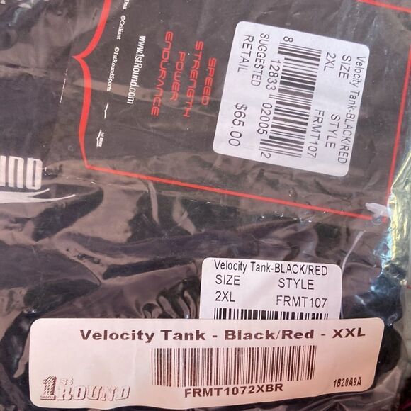 1st Round Velocity Men’s Black Red Workout Tank Top Size XXL 2XL Athletic Gym - Picture 5 of 6